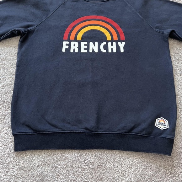 French Disorder Sweatshirt Mens Medium Navy Frenchy Rainbow Graphic Pullover - Picture 3 of 15